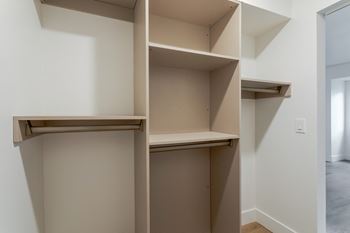 Large oversized closets with custom built-in shelving